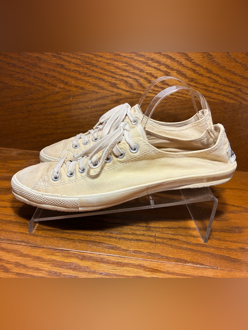 Converse All Star Low Profile Leather Insole Canvas Toe Sneakers Cream Men’s 11 - Picture 5 of 16